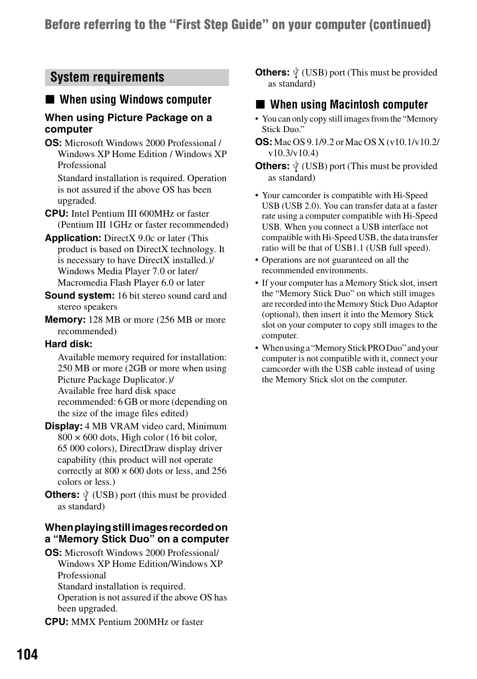 Sony DCR-DVD205 User Manual | Page 104 / 156