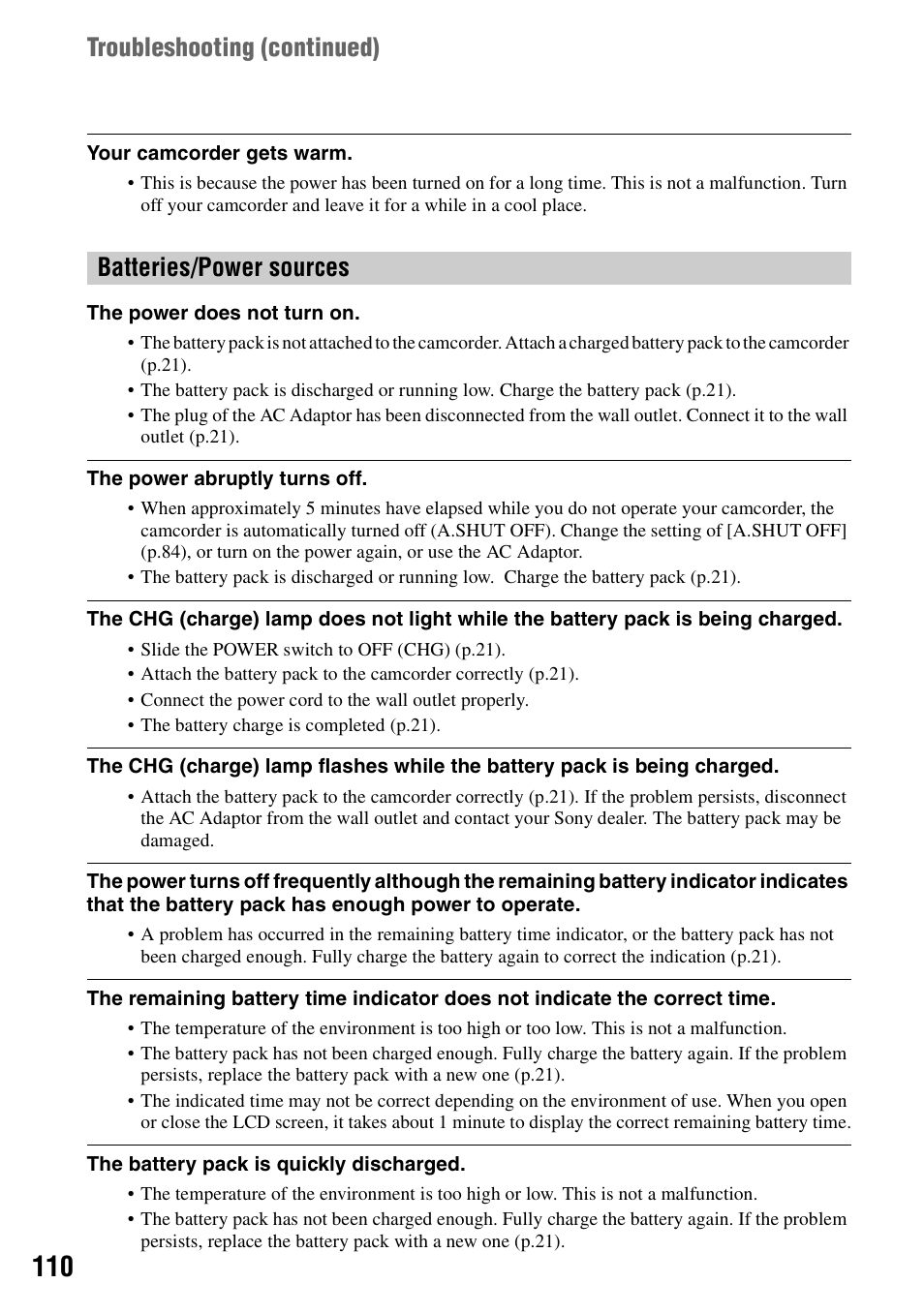 Sony DCR-DVD205 User Manual | Page 110 / 156