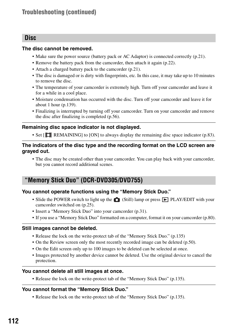 Sony DCR-DVD205 User Manual | Page 112 / 156