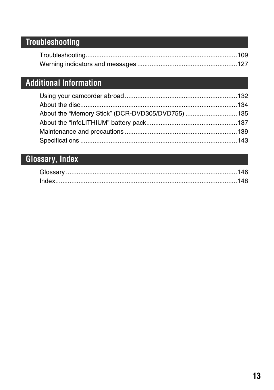 Sony DCR-DVD205 User Manual | Page 13 / 156