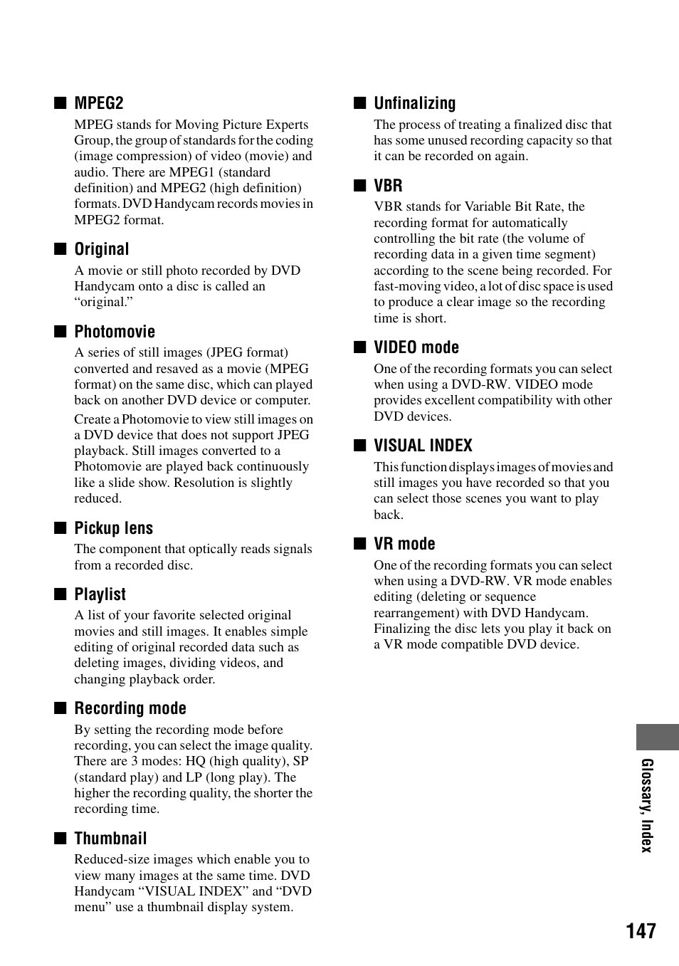 P.147, P.147) | Sony DCR-DVD205 User Manual | Page 147 / 156