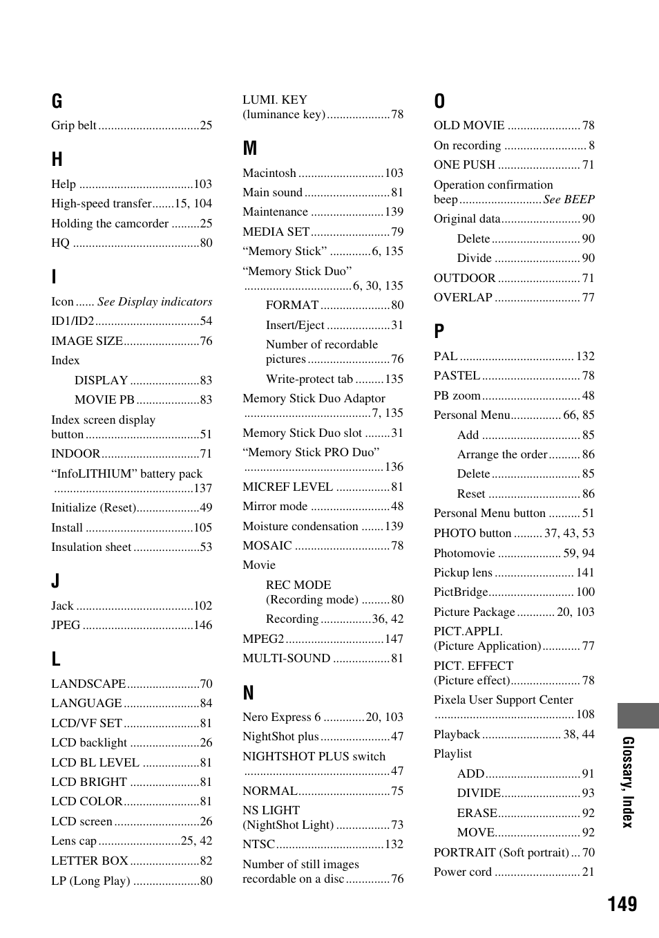 Sony DCR-DVD205 User Manual | Page 149 / 156