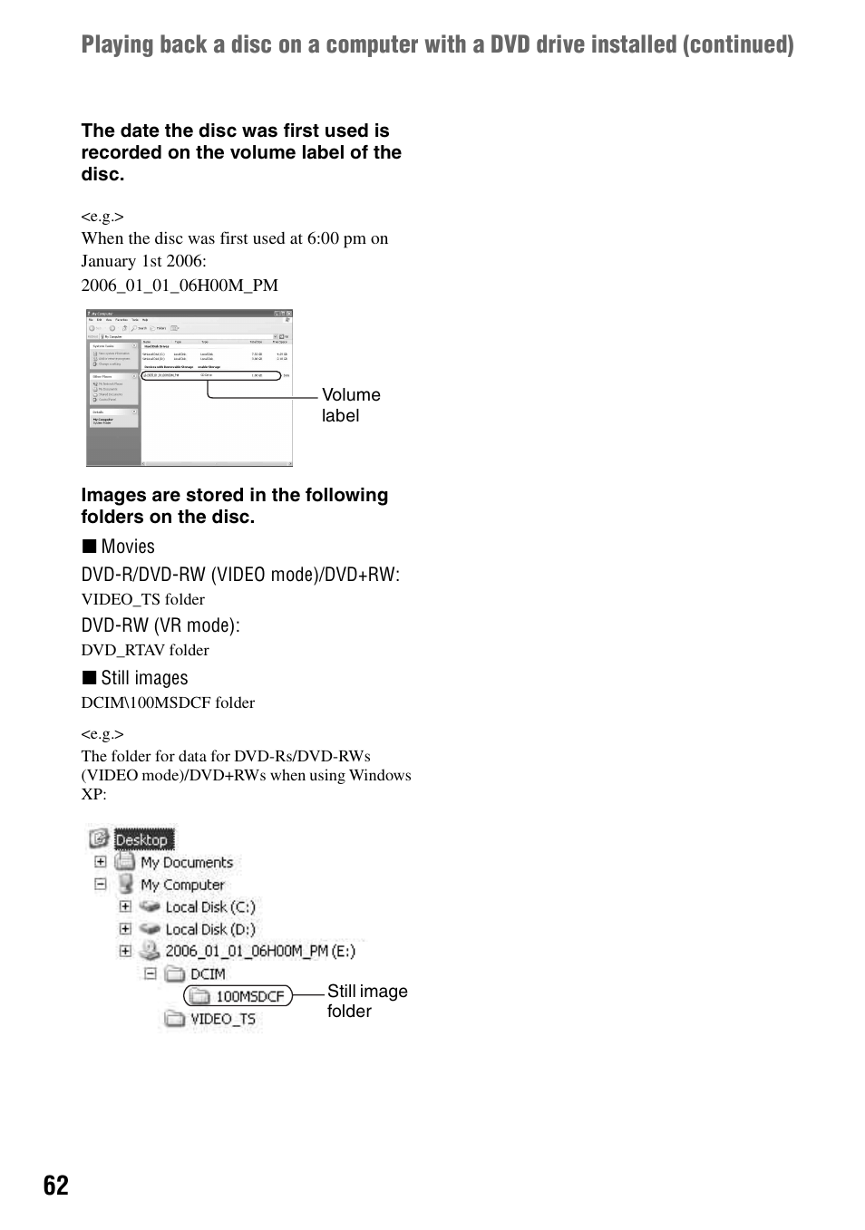 Sony DCR-DVD205 User Manual | Page 62 / 156