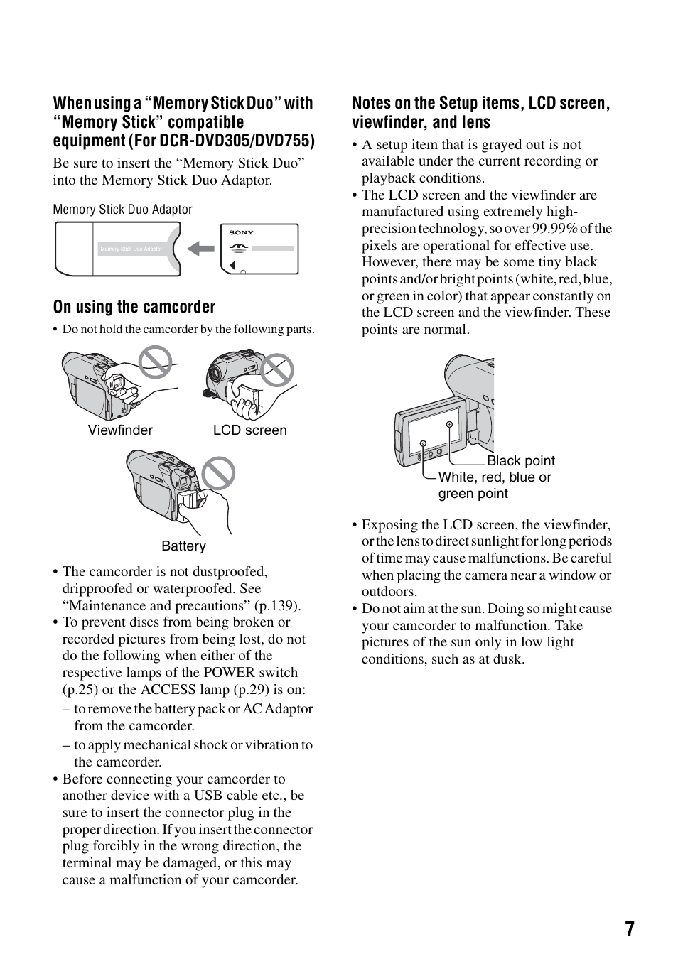 Sony DCR-DVD205 User Manual | Page 7 / 156
