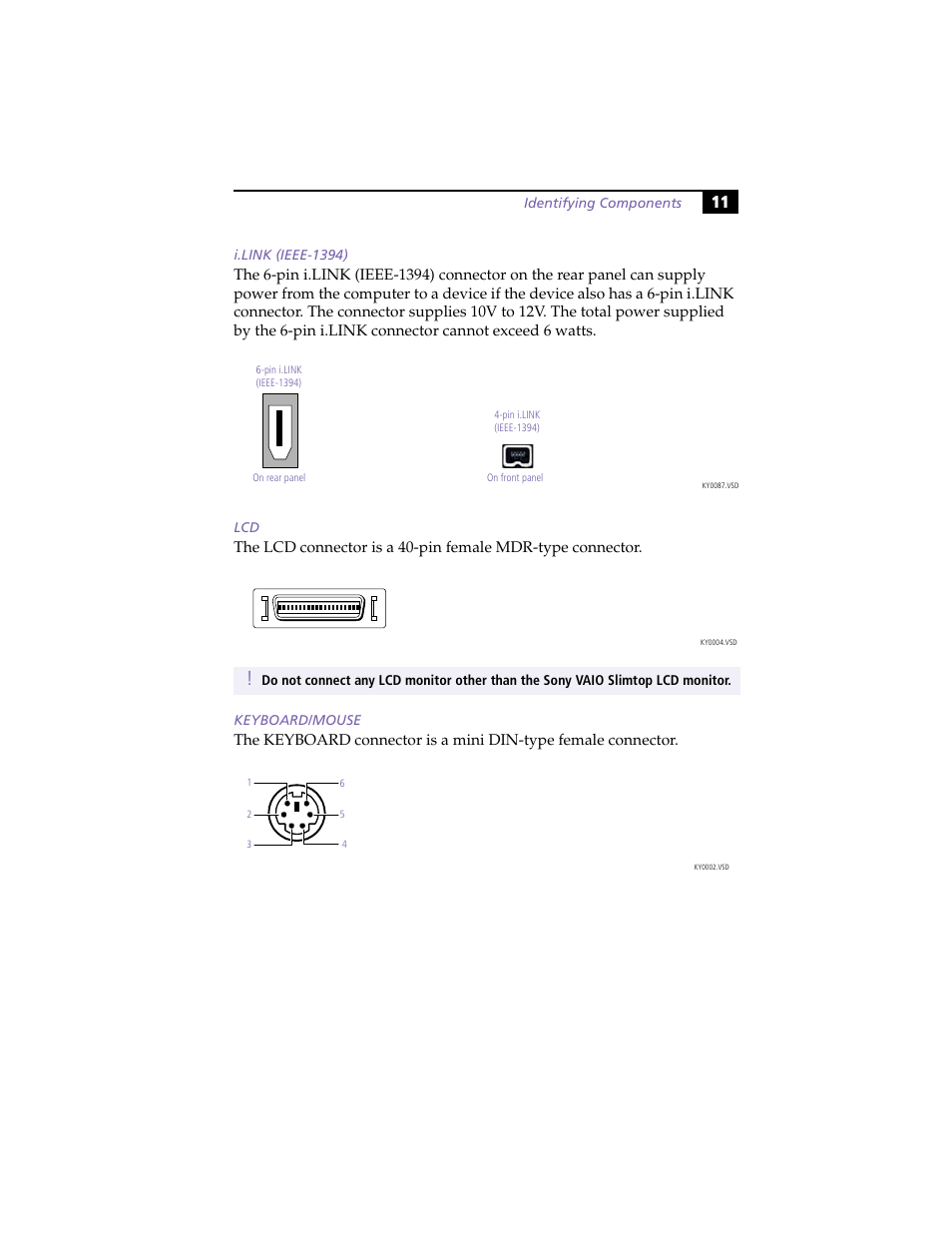 I.link (ieee-1394), Keyboard/mouse | Sony PCV-L630 User Manual | Page 19 / 110