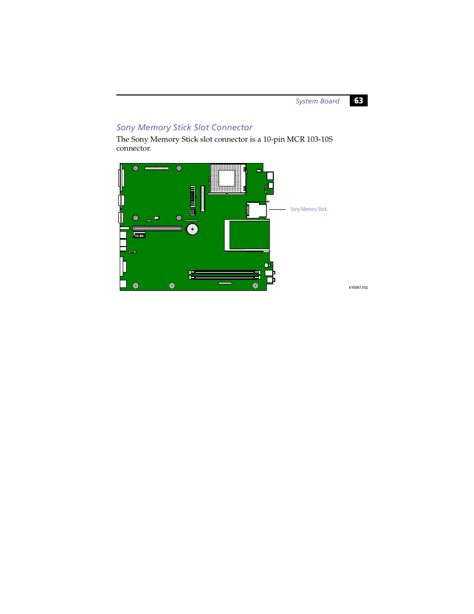 Sony memory stick slot connector, System board | Sony PCV-L630 User Manual | Page 71 / 110