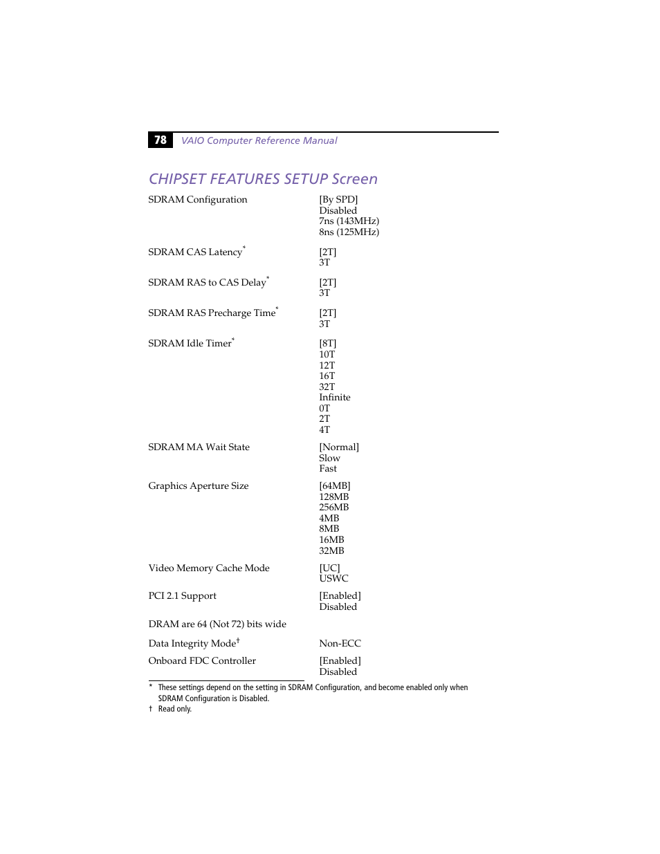 Chipset features setup screen | Sony PCV-L630 User Manual | Page 86 / 110
