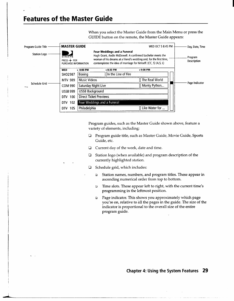 Features of the master guide | Sony SAT-A1 User Manual | Page 26 / 89
