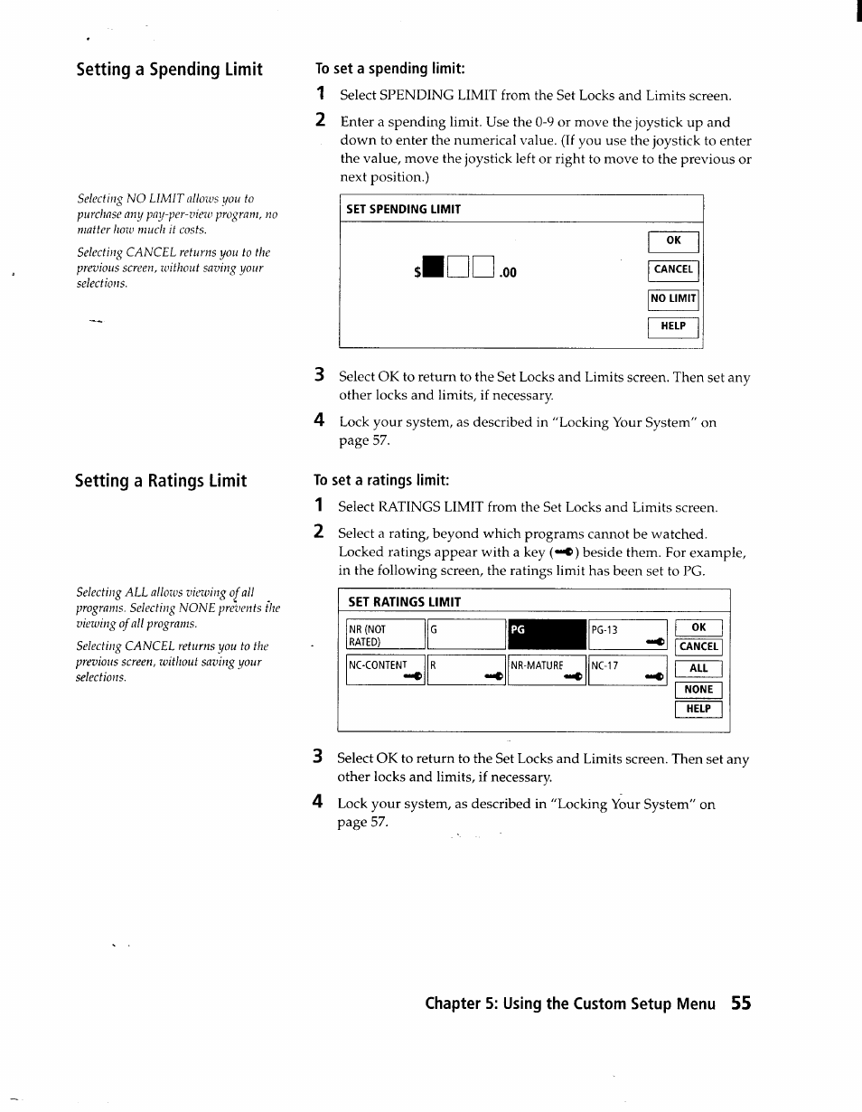 To set a ratings limit | Sony SAT-A1 User Manual | Page 52 / 89