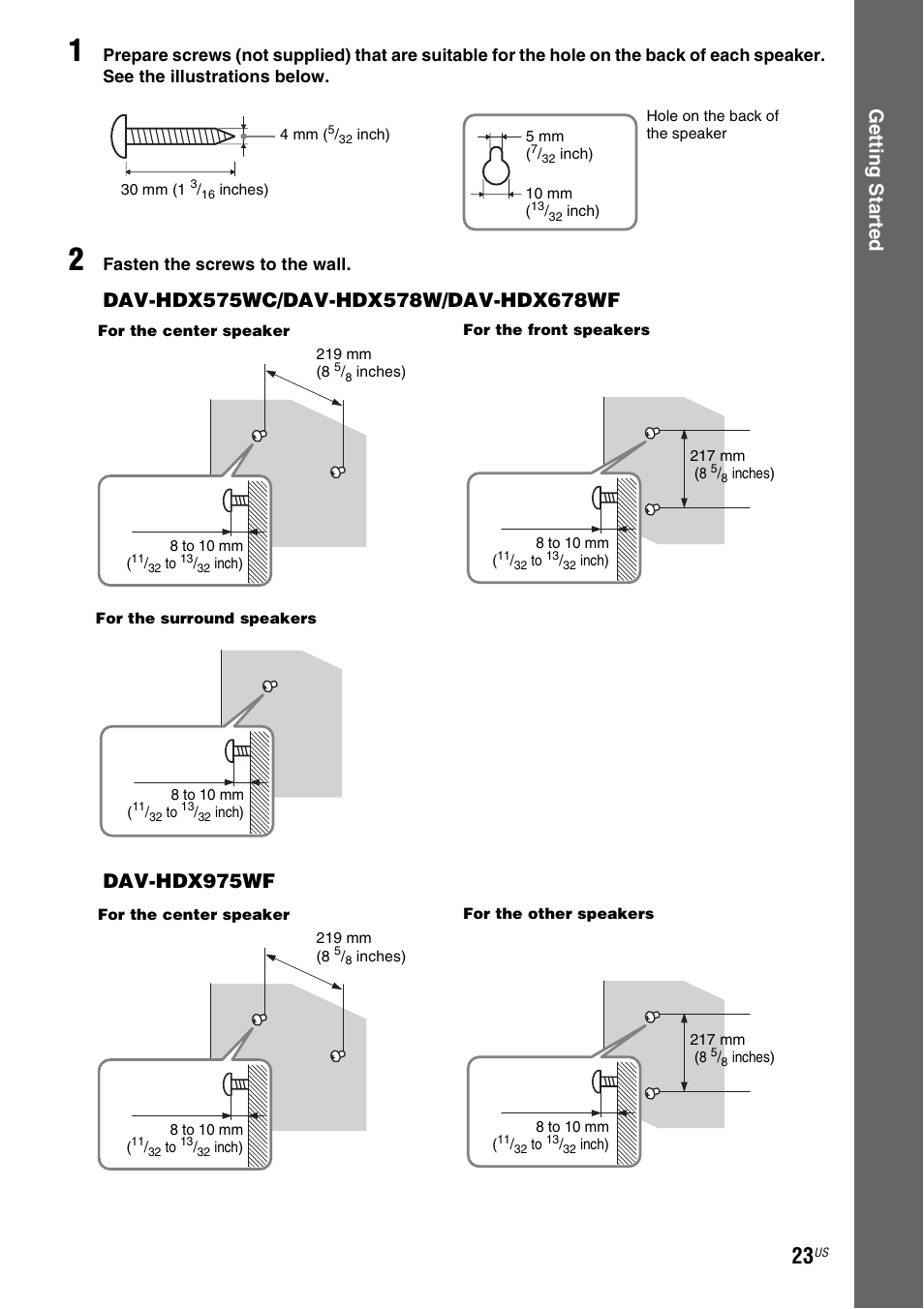 Ge tting star te d | Sony HCD-HDX678WF User Manual | Page 23 / 128