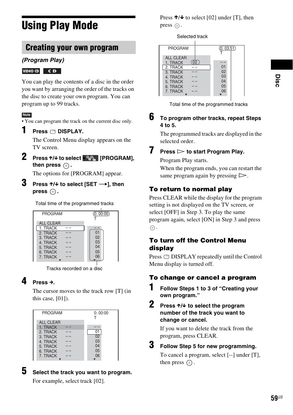 Using play mode, Creating your own program | Sony HCD-HDX678WF User Manual | Page 59 / 128