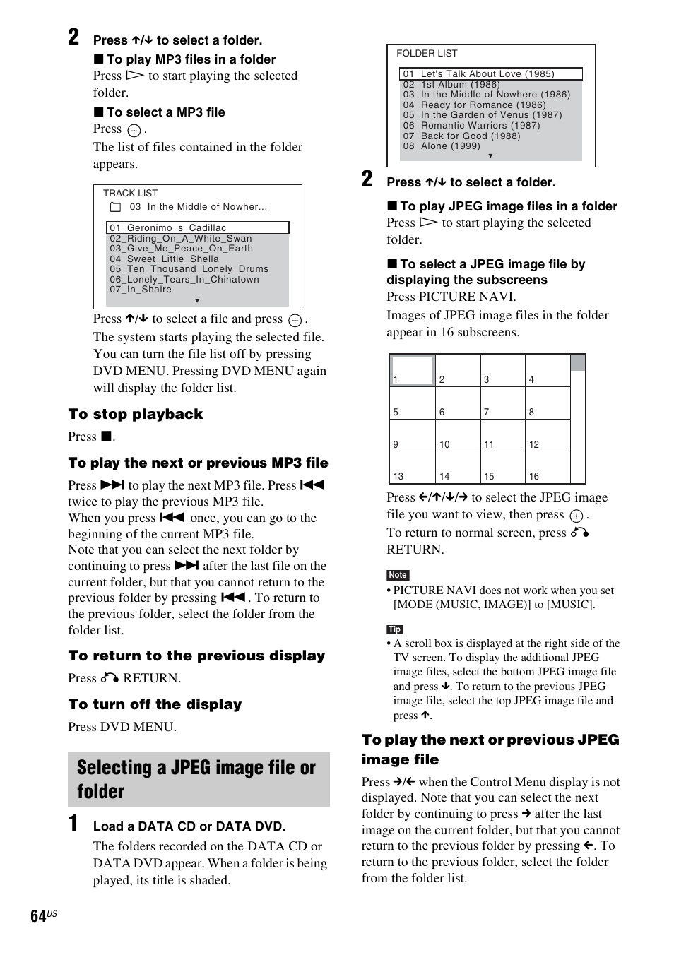 Selecting a jpeg image file or folder | Sony HCD-HDX678WF User Manual | Page 64 / 128