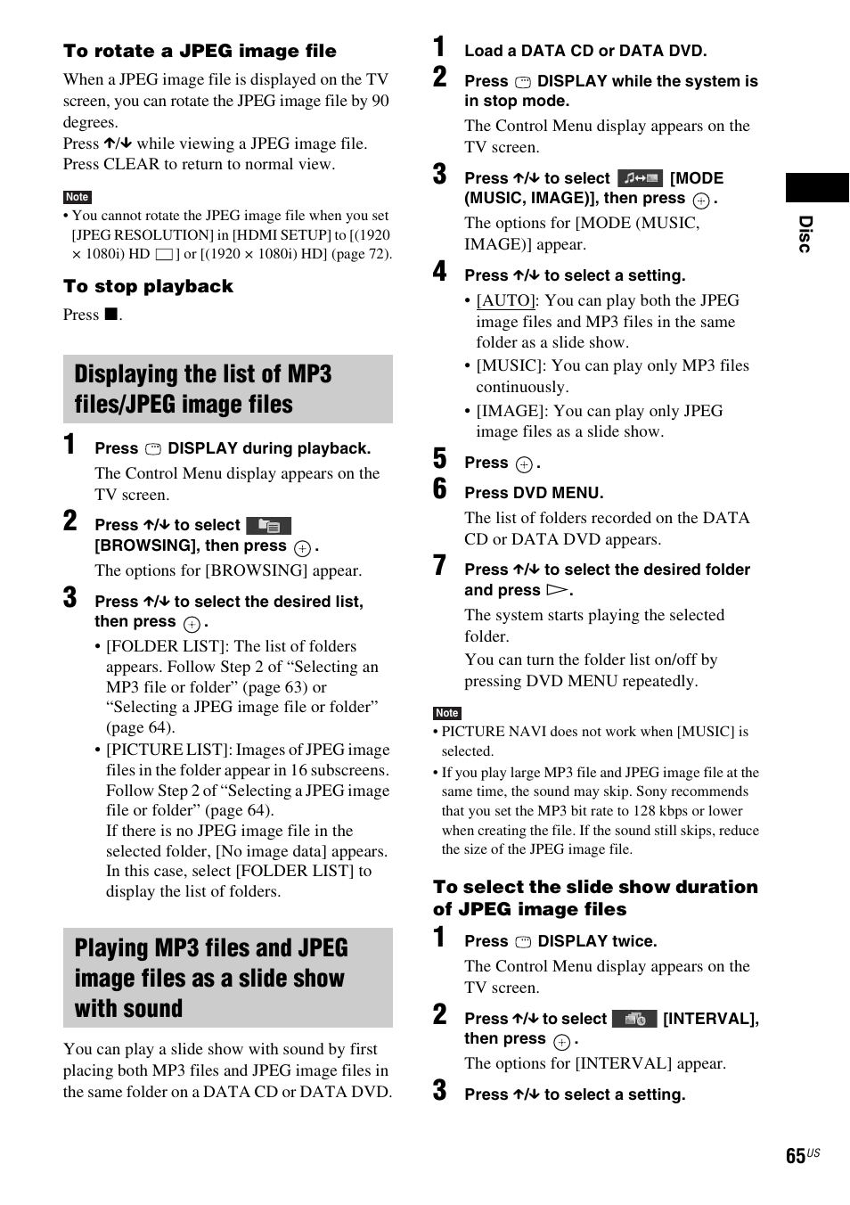 Displaying the list of mp3 files/jpeg image files | Sony HCD-HDX678WF User Manual | Page 65 / 128