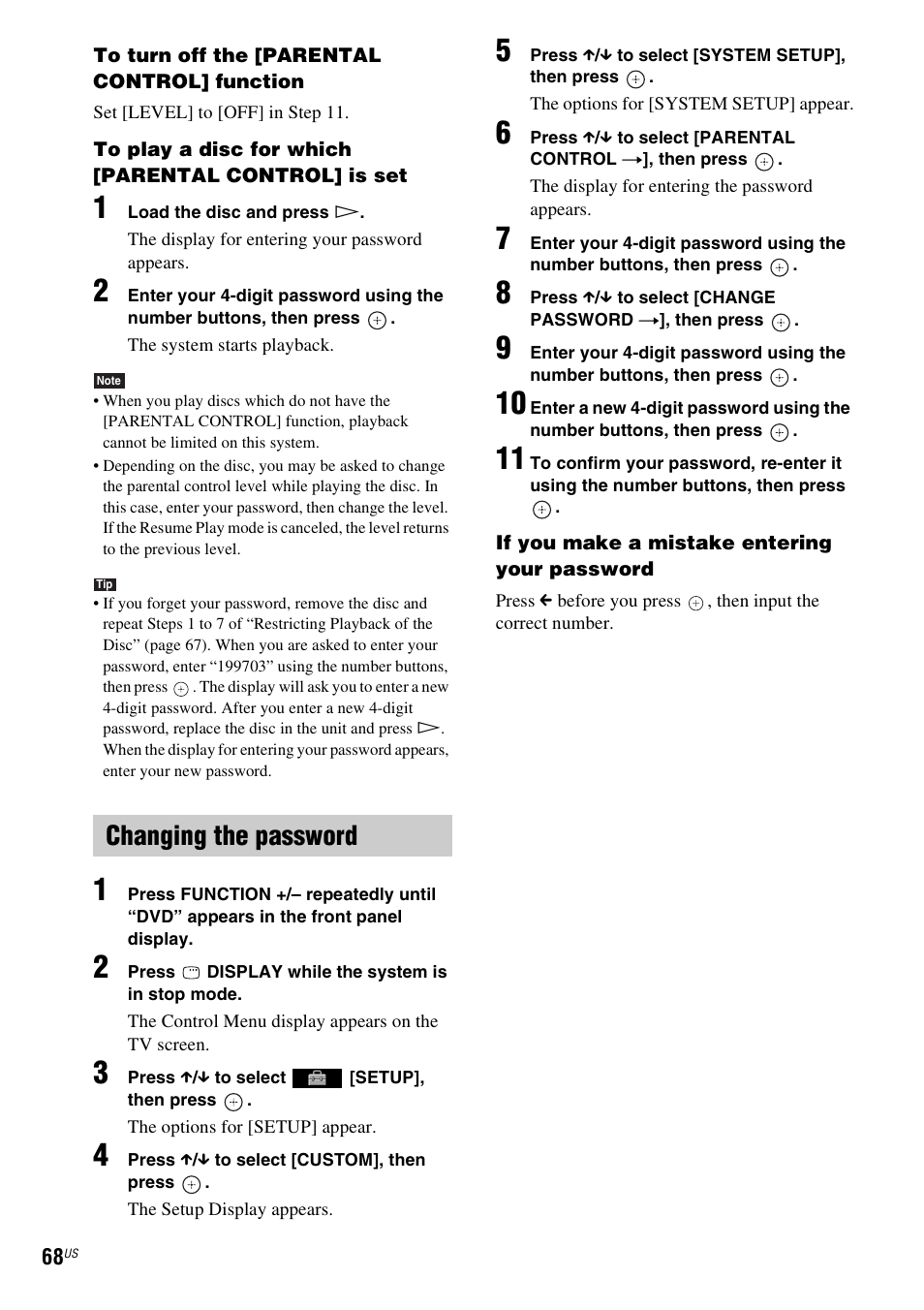 Changing the password | Sony HCD-HDX678WF User Manual | Page 68 / 128