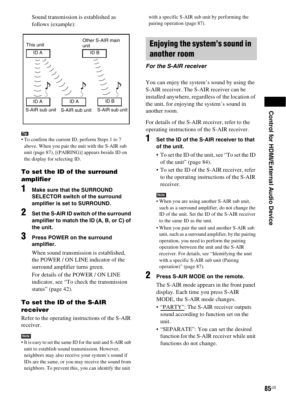 Enjoying the system’s sound in another room | Sony HCD-HDX678WF User Manual | Page 85 / 128