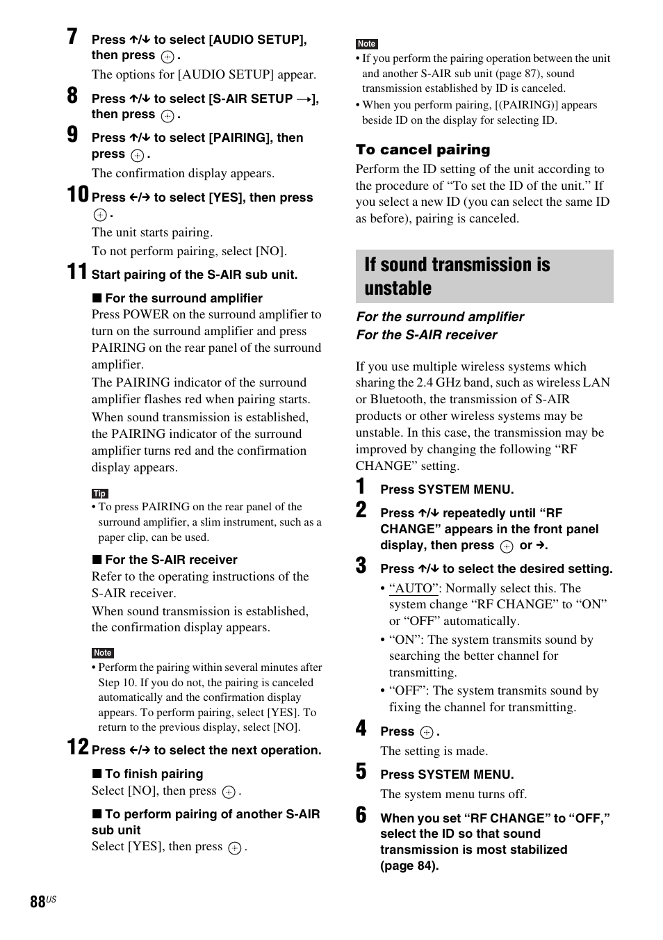 If sound transmission is unstable | Sony HCD-HDX678WF User Manual | Page 88 / 128