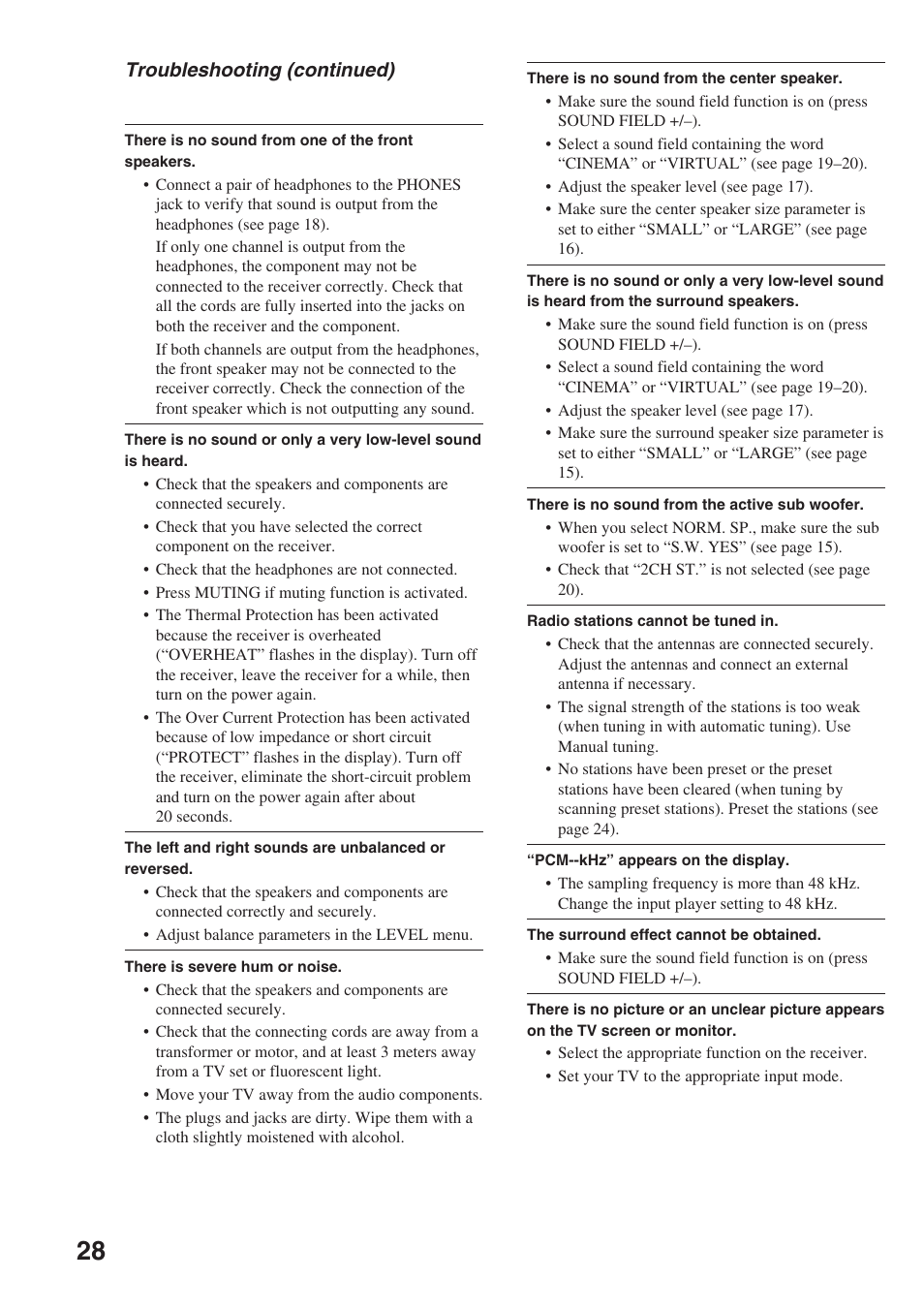 Sony STR-SL7 User Manual | Page 28 / 36