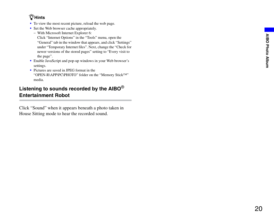 Sony ERS-7M3 User Manual | Page 20 / 63