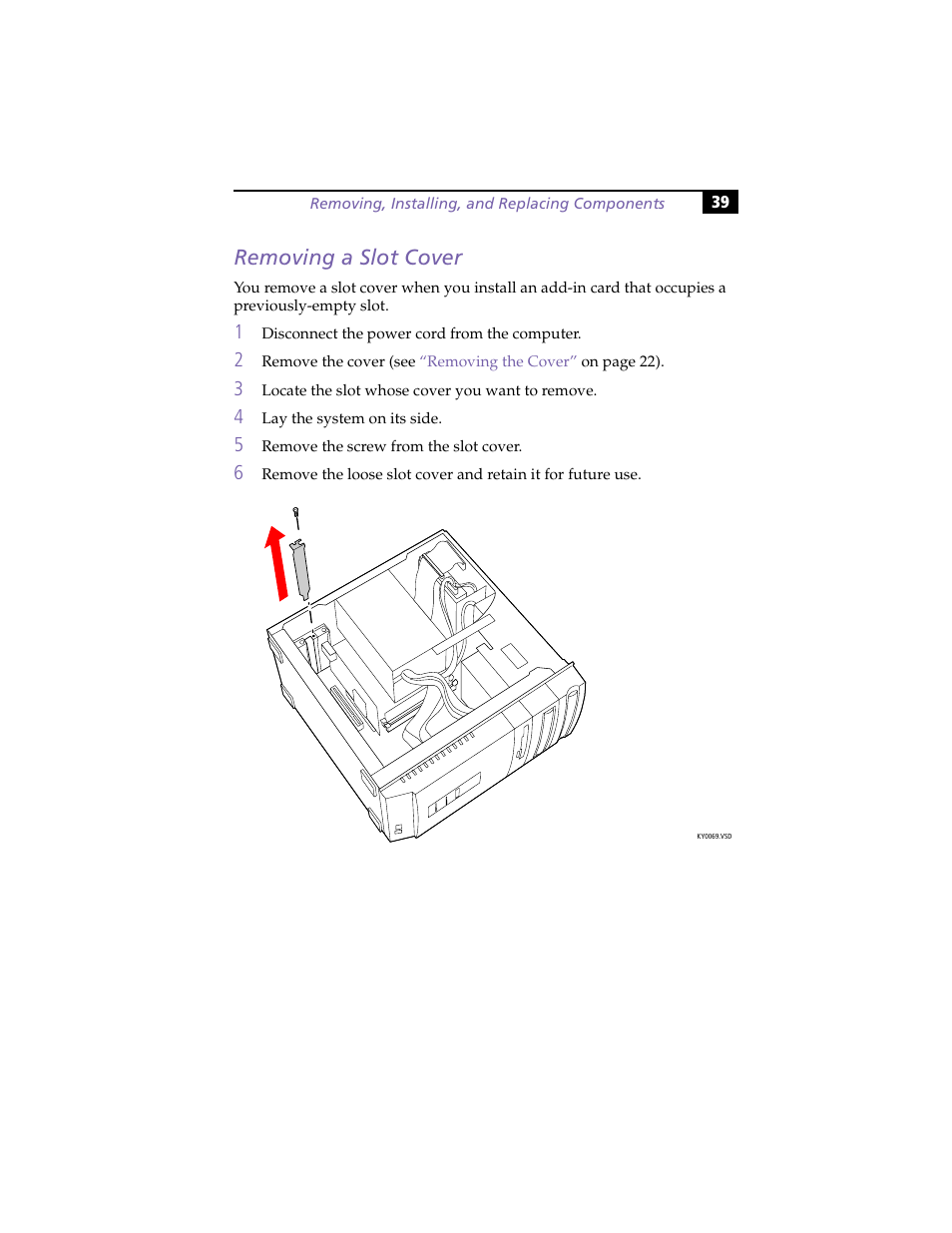 Removing a slot cover | Sony PCV-R558DS User Manual | Page 53 / 118