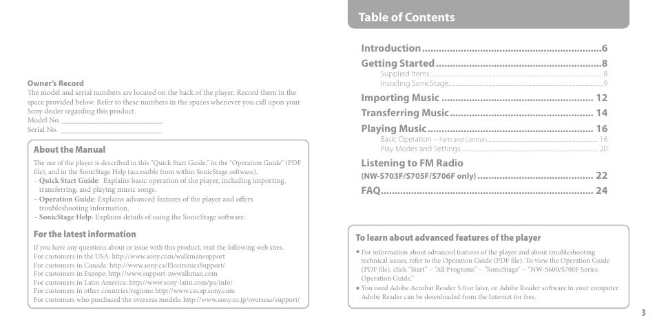 Sony NW-S703F User Manual | Page 2 / 14