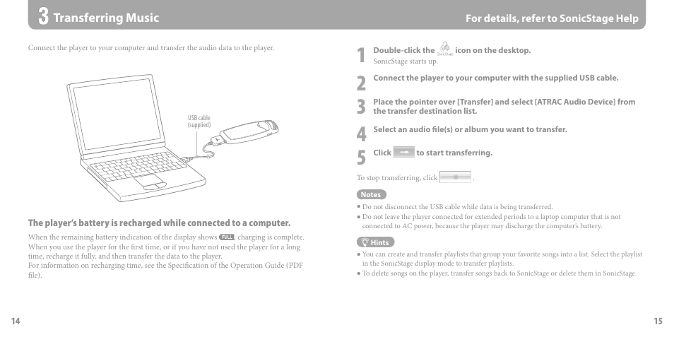 Transferring music | Sony NW-S703F User Manual | Page 8 / 14