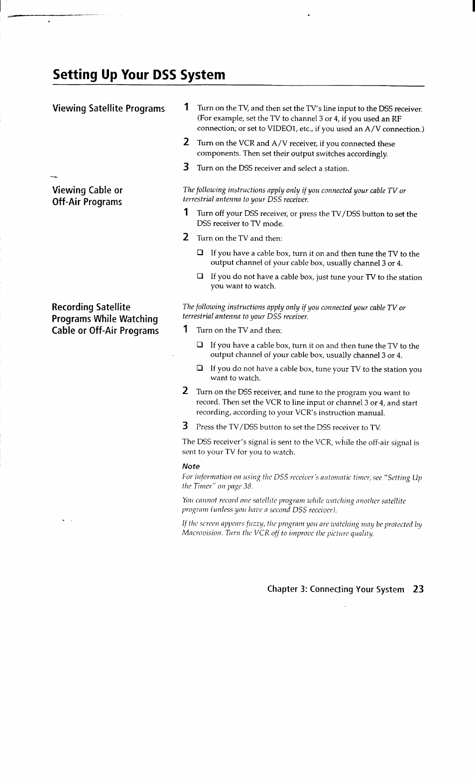 Setting up your dss system | Sony SAT-A2 User Manual | Page 23 / 96