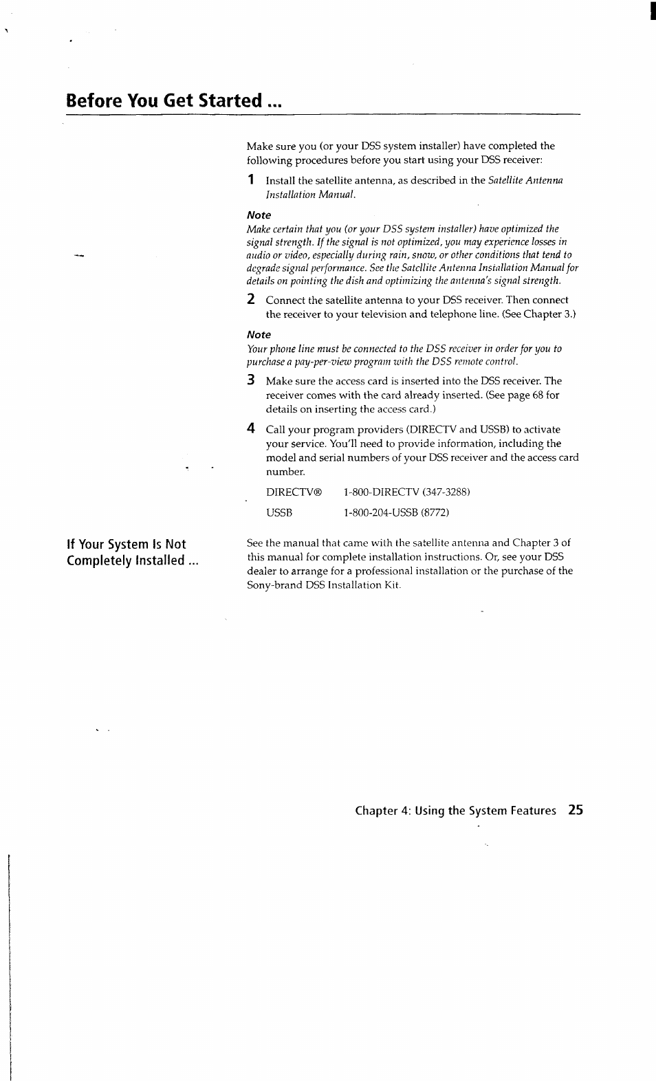 Before you get started | Sony SAT-A2 User Manual | Page 25 / 96