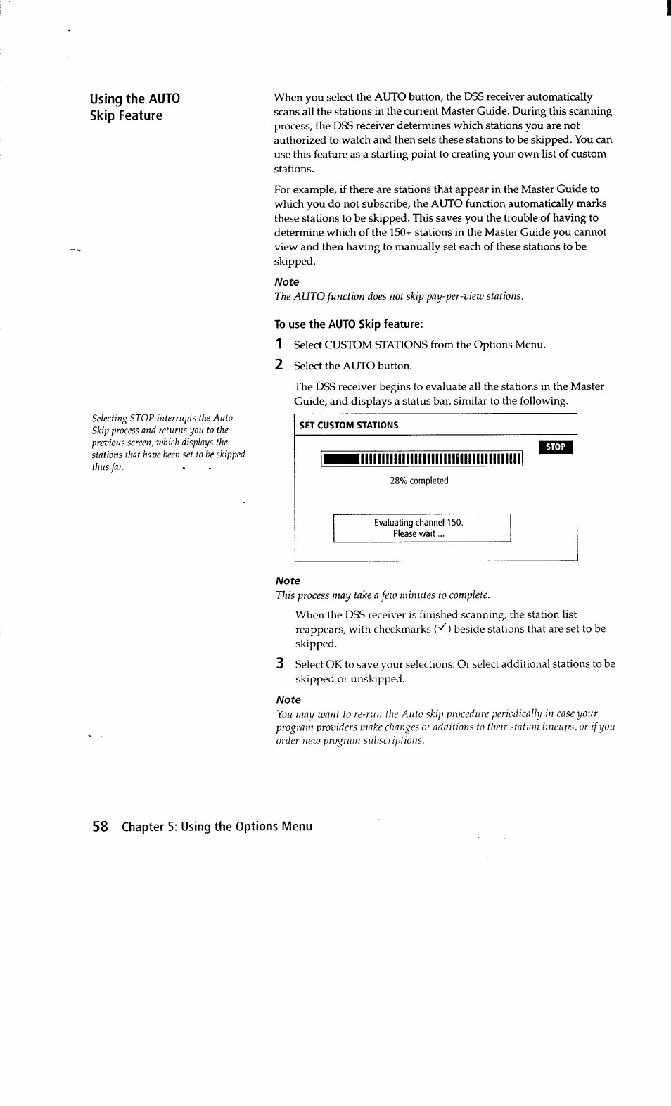 To use the auto skip feature | Sony SAT-A2 User Manual | Page 58 / 96