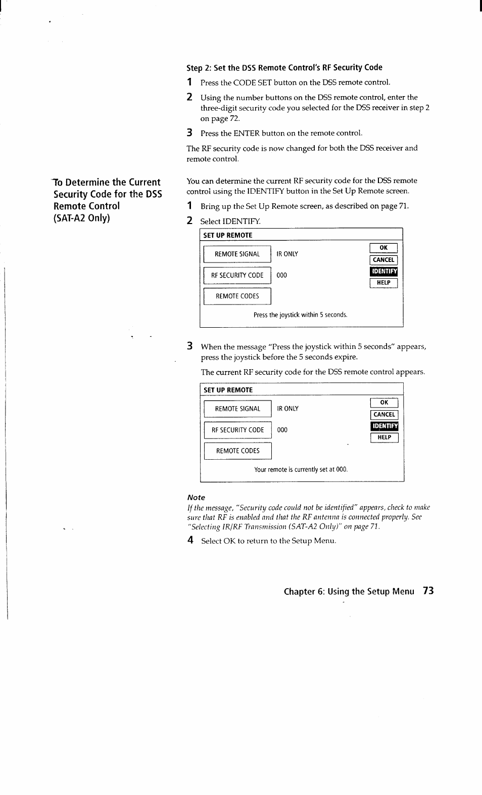 Set up remote | Sony SAT-A2 User Manual | Page 73 / 96