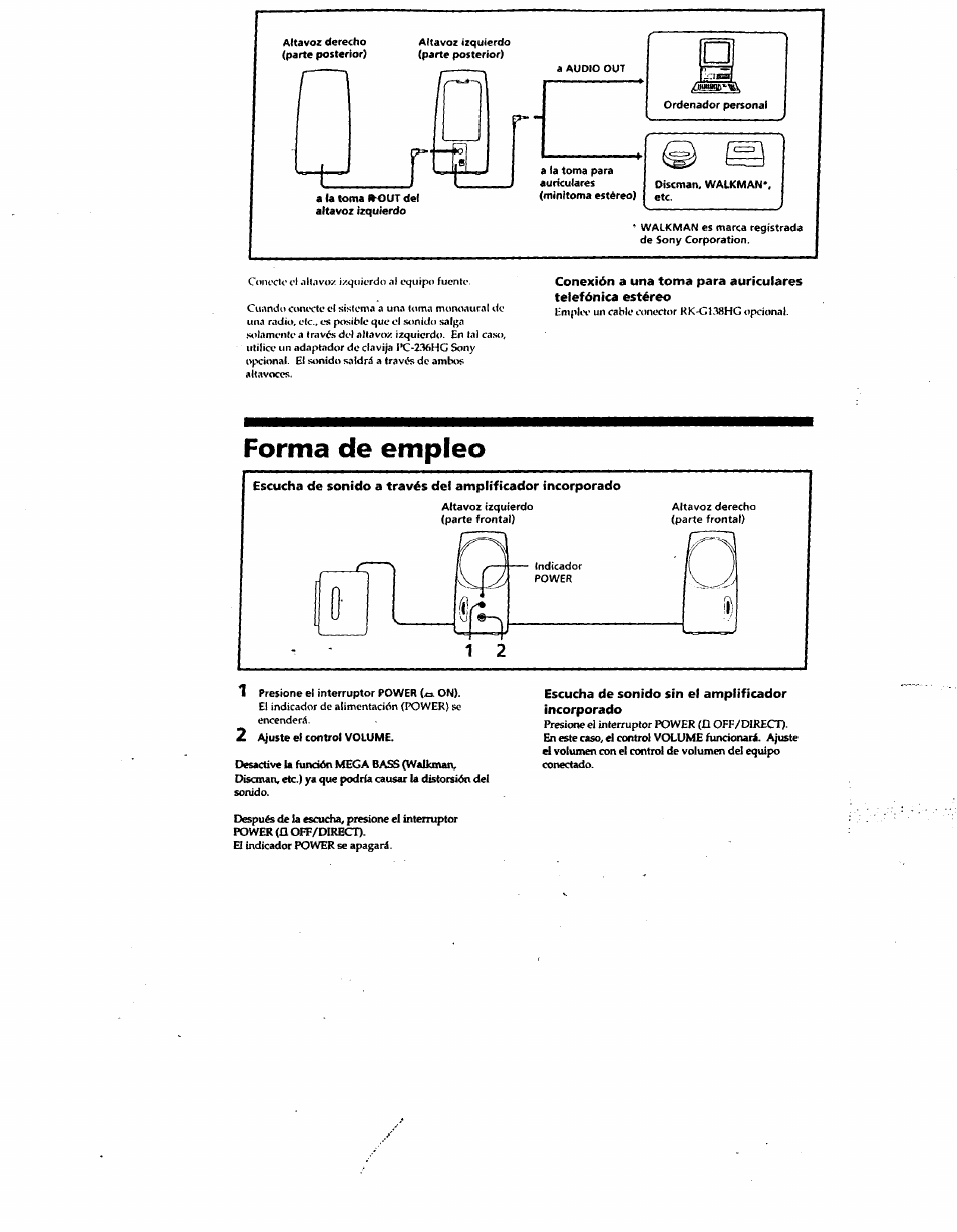 Forma de empleo | Sony SRS-PC35 User Manual | Page 8 / 8