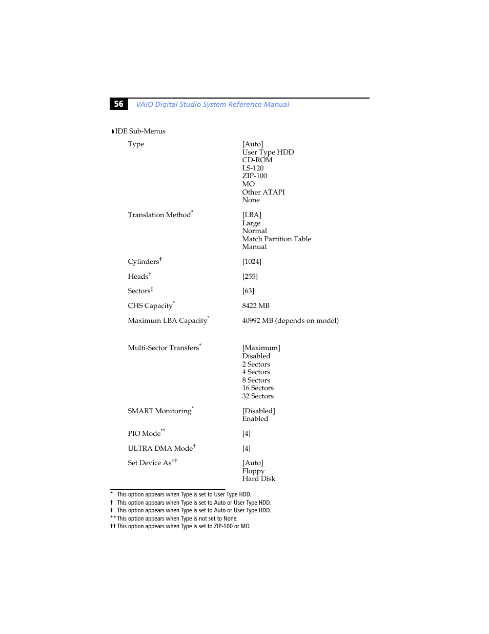Ide sub-menus | Sony PCV-RX780G User Manual | Page 70 / 96