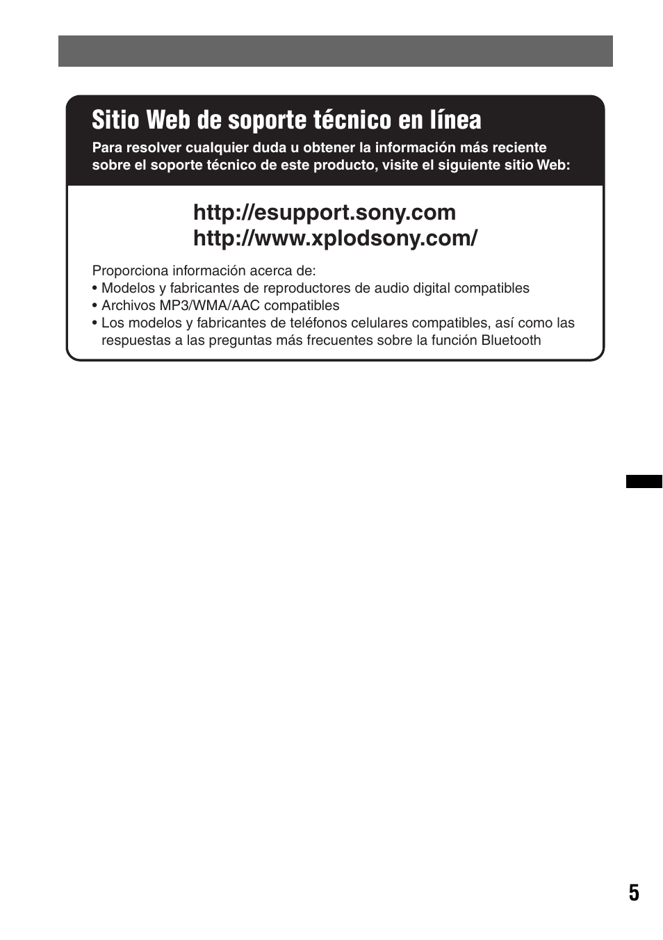 Sitio web de soporte técnico en línea | Sony MEX-BT3700U User Manual | Page 35 / 64