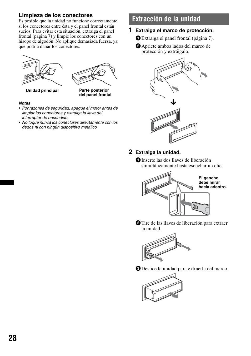 Extracción de la unidad | Sony MEX-BT3700U User Manual | Page 58 / 64