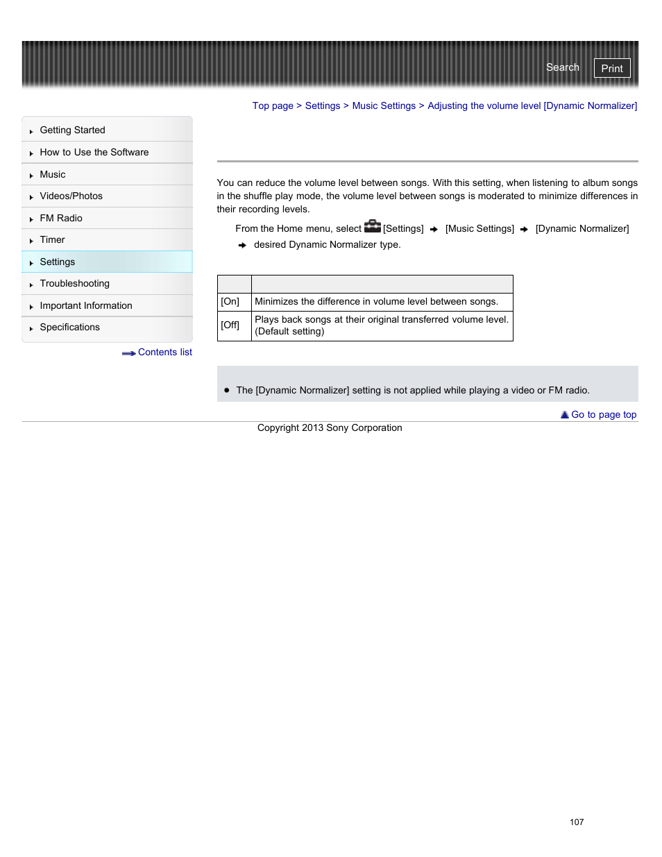 Adjusting the volume level [dynamic normalizer | Sony NWZ-E384BLK User Manual | Page 113 / 162