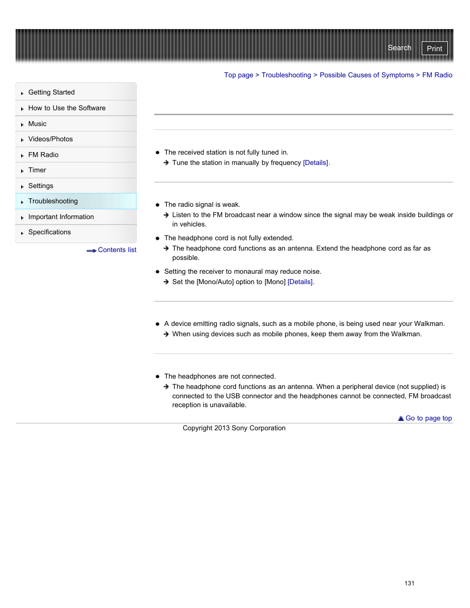 Fm radio | Sony NWZ-E384BLK User Manual | Page 137 / 162