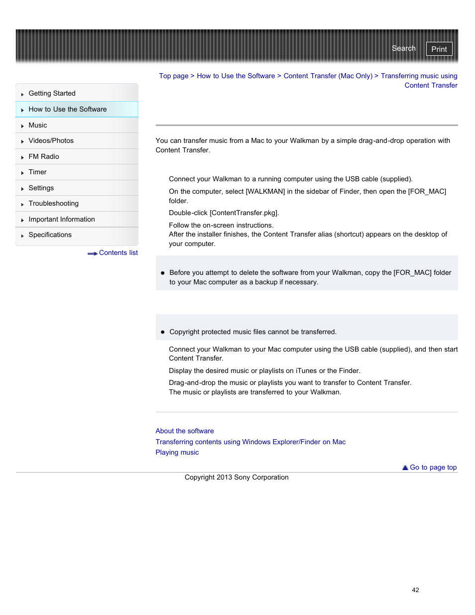Transferring music using content transfer, Details | Sony NWZ-E384BLK User Manual | Page 48 / 162