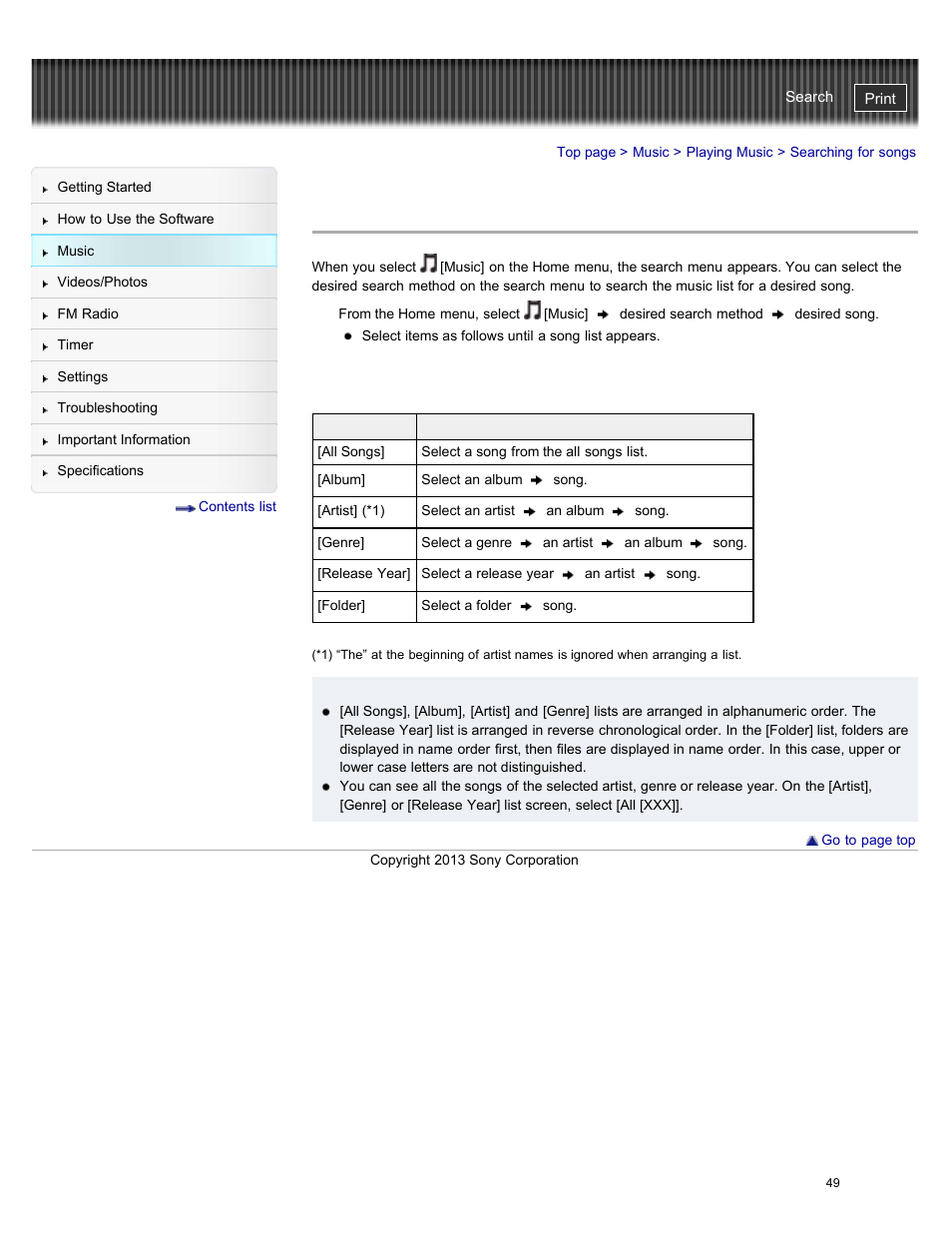 Searching for songs, Details | Sony NWZ-E384BLK User Manual | Page 55 / 162