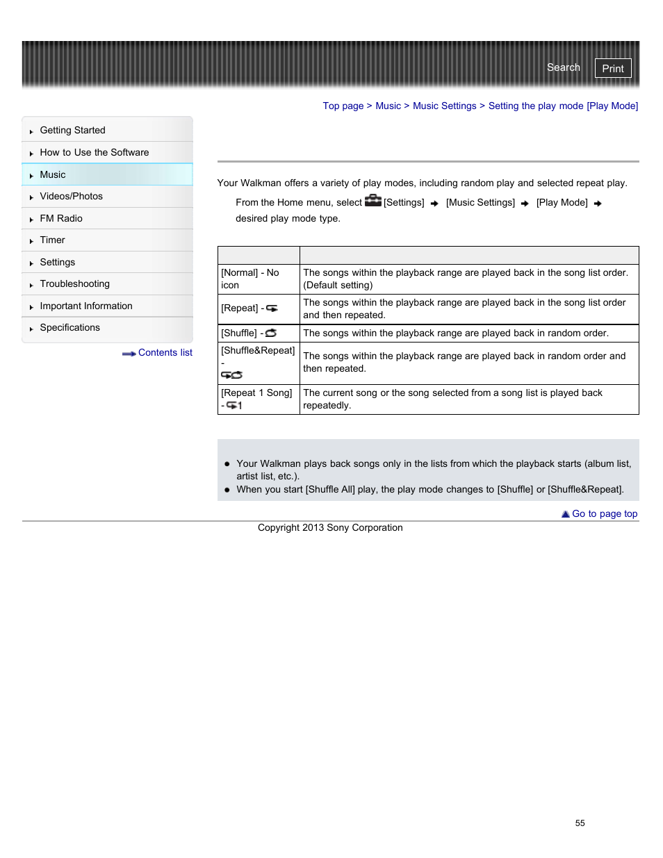 Setting the play mode [play mode, Details | Sony NWZ-E384BLK User Manual | Page 61 / 162