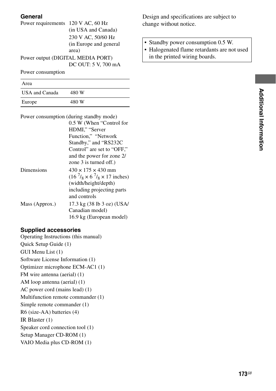 Sony STR-DA5600ES User Manual | Page 173 / 178