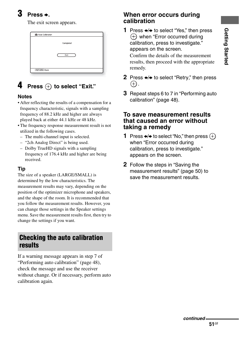 Checking the auto calibration results | Sony STR-DA5600ES User Manual | Page 51 / 178