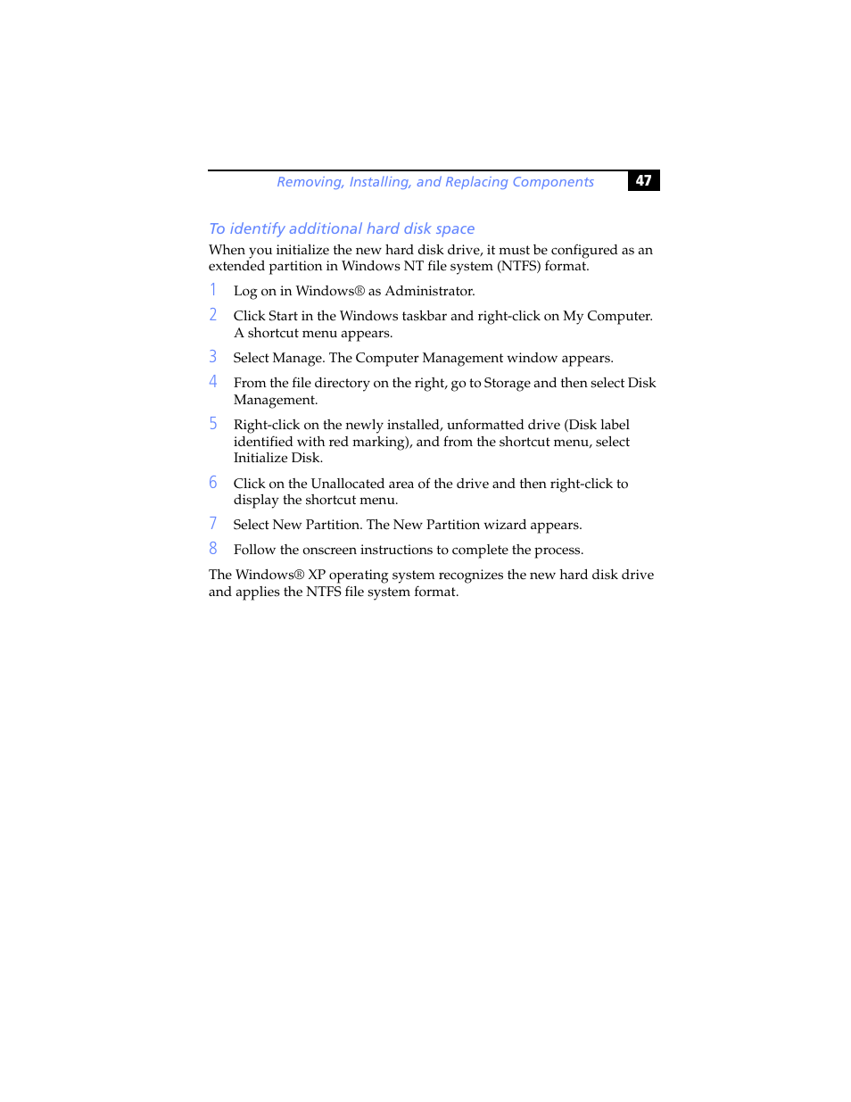 To identify additional hard disk space | Sony PCV-RX590G User Manual | Page 59 / 98