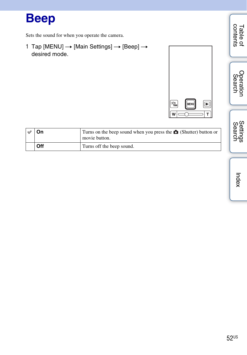 Beep | Sony bloggie MHS-TS55 User Manual | Page 52 / 75