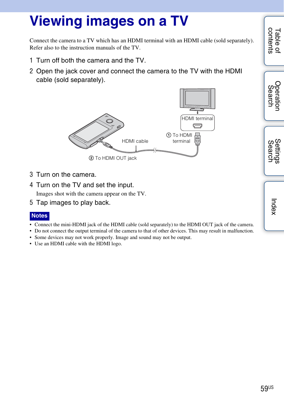 Viewing images on a tv | Sony bloggie MHS-TS55 User Manual | Page 59 / 75