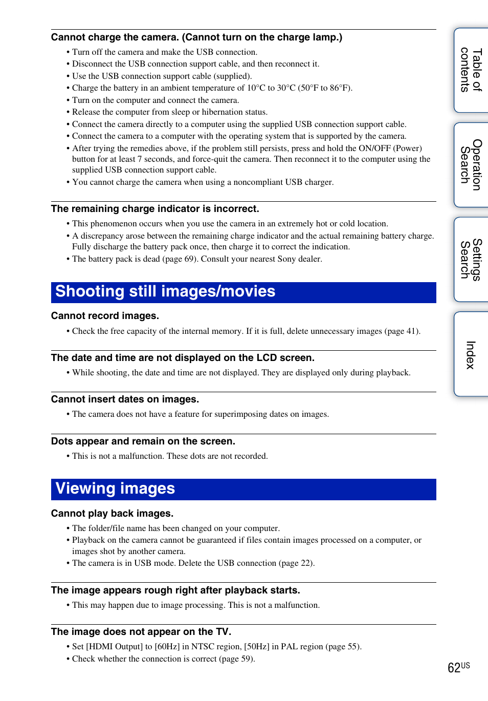 Shooting still images/movies viewing images | Sony bloggie MHS-TS55 User Manual | Page 62 / 75