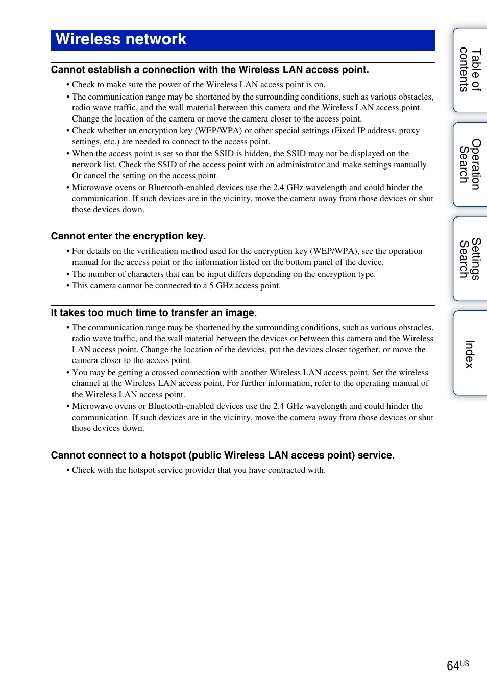 Wireless network | Sony bloggie MHS-TS55 User Manual | Page 64 / 75