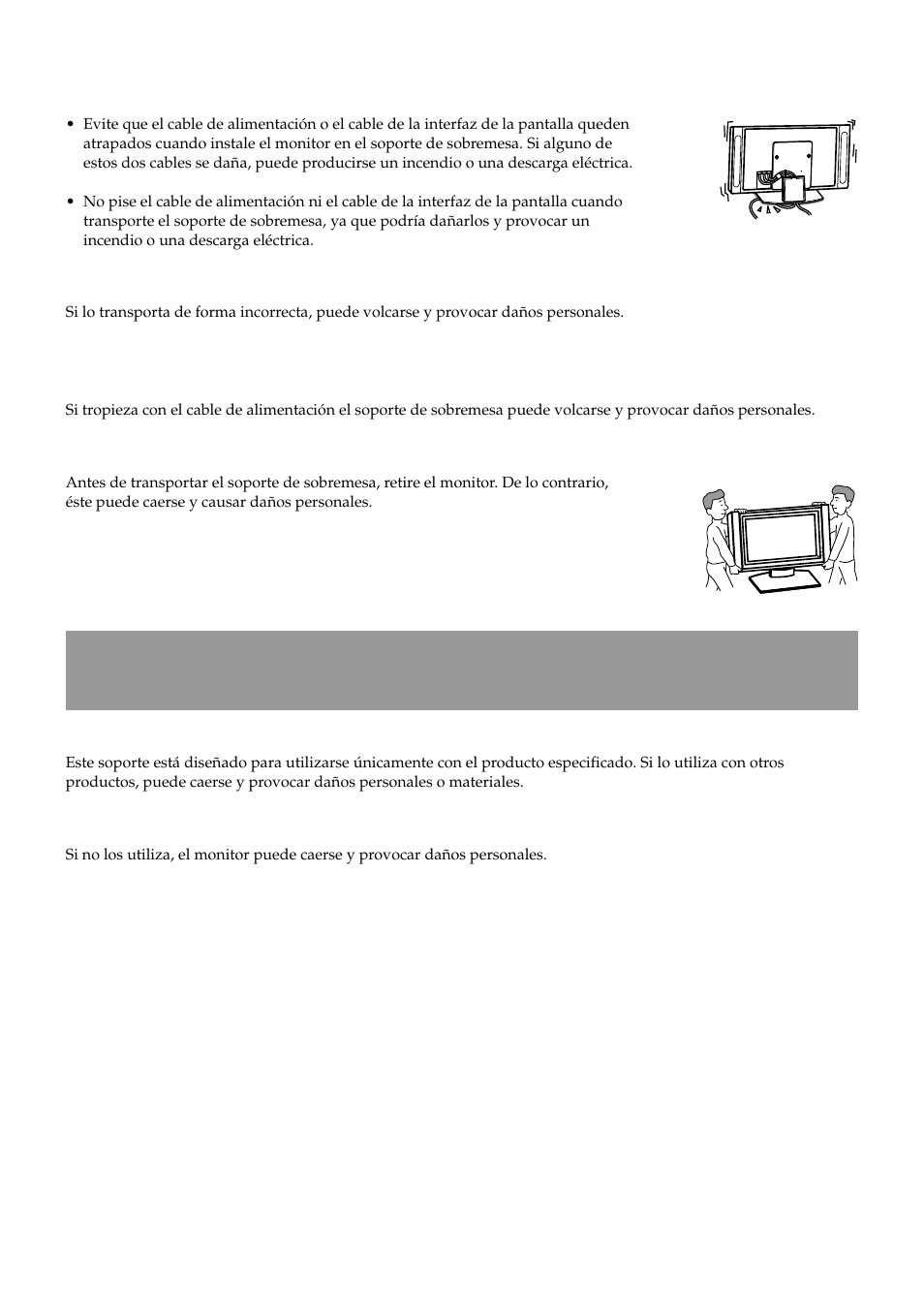 Precaución | Sony SU-P50T2 User Manual | Page 24 / 36