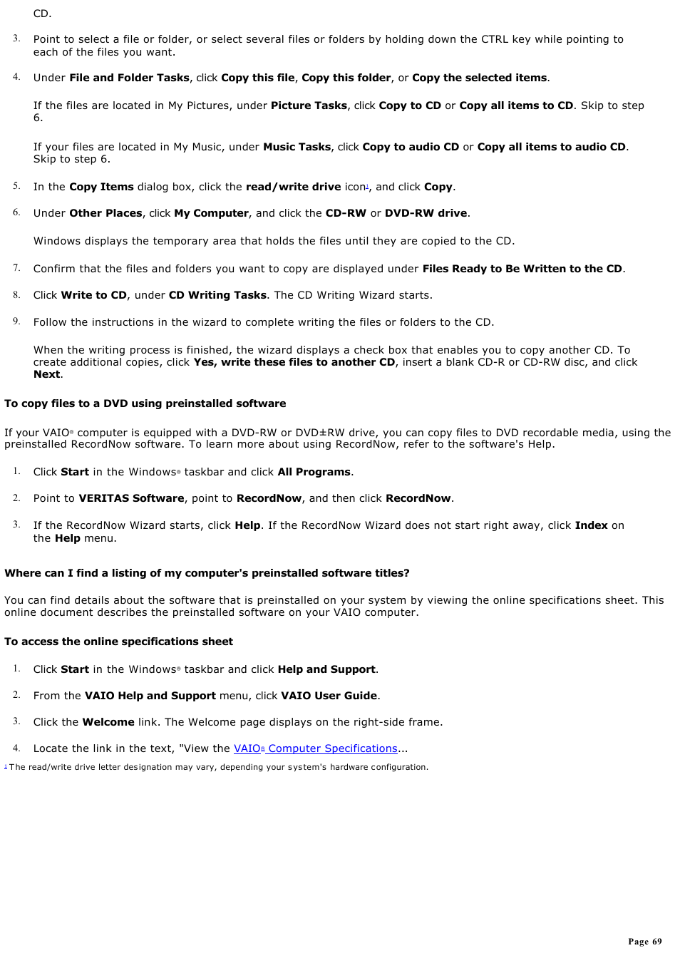 Sony PCV-RZ20CG User Manual | Page 69 / 87