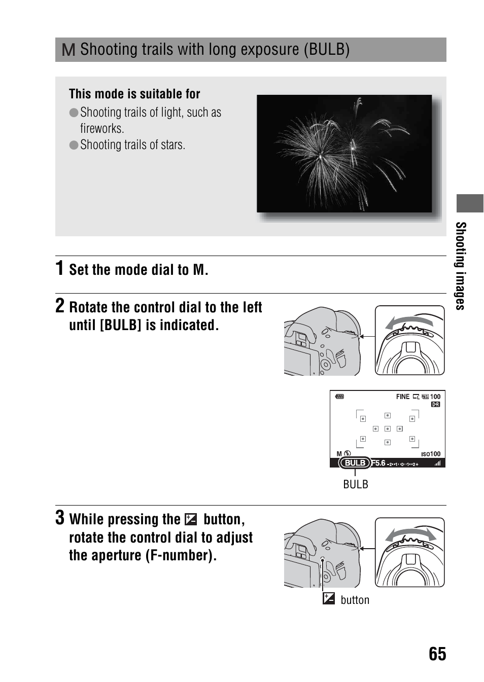 Shooting trails with long exposure (bulb) | Sony A390L2LENSKIT User Manual | Page 65 / 170