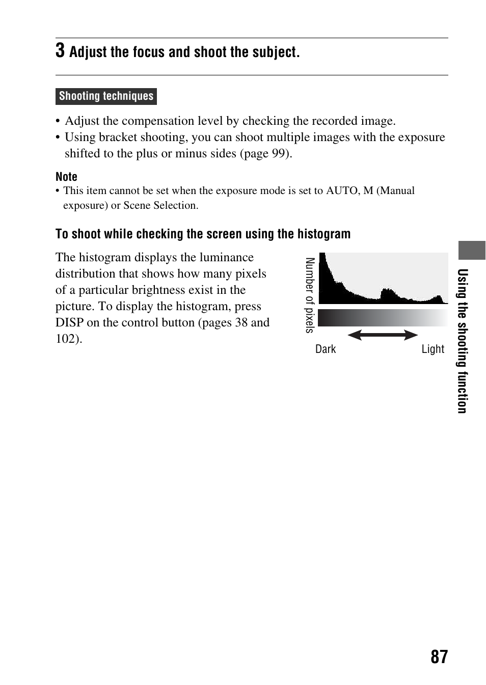 M (87), Adjust the focus and shoot the subject | Sony A390L2LENSKIT User Manual | Page 87 / 170