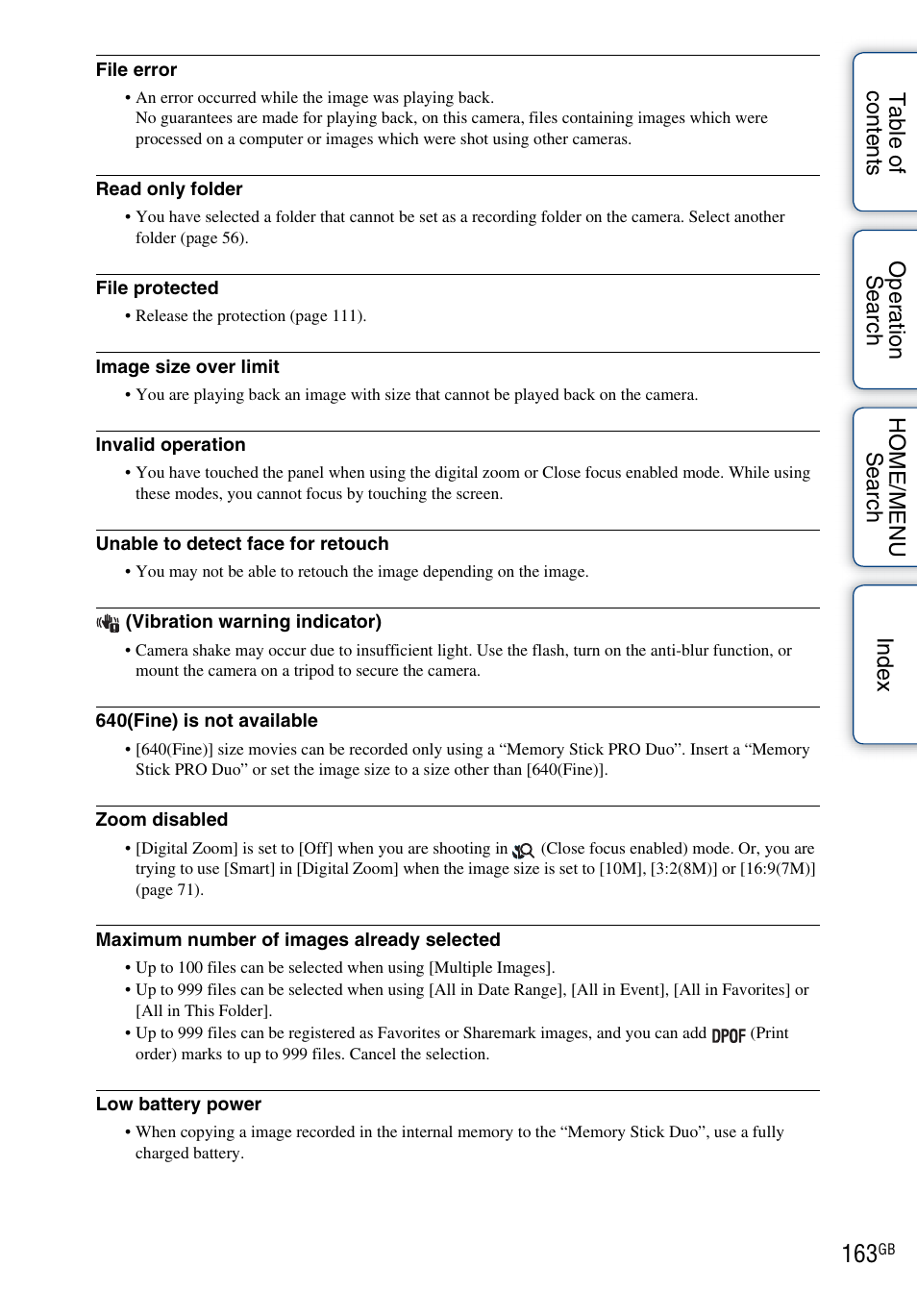Sony DSC-G3 User Manual | Page 163 / 178
